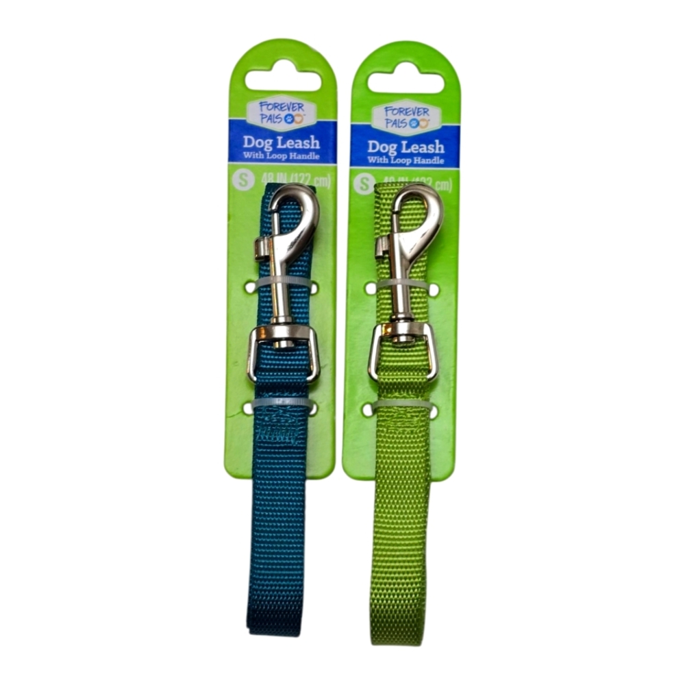 NWT Set 2 Forever Pals Dog Leash With Loop Handle Small 48in Lime and Blue Green